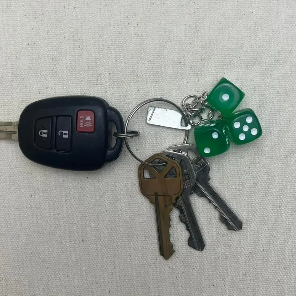 Y2k 2000s vintage style green dice key chain